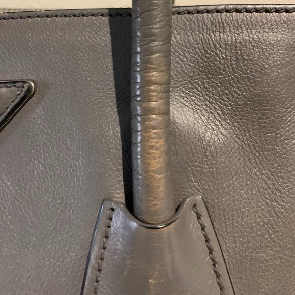 Prada Twin Pocket Glace Calf Tote - Grey - Picture 3 of 12